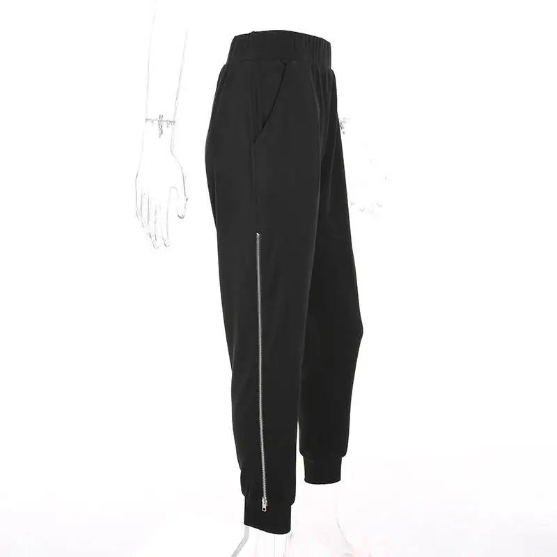 Black High Waist Open Zipper
