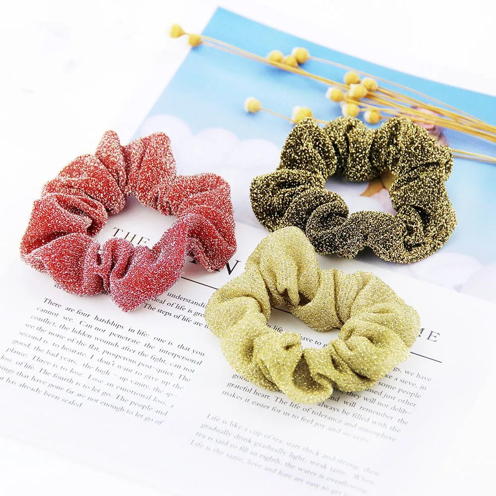 Metalic Glitter Hair Scrunchies