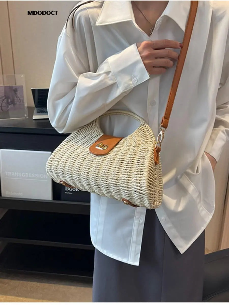 Casual Straw Crossbody Bags For Beach/Travel