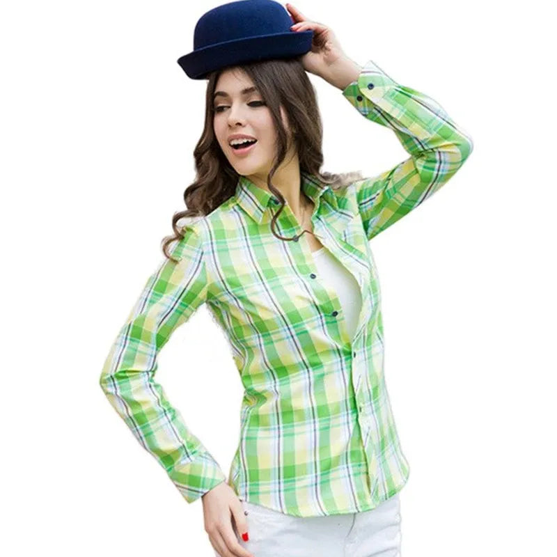 Casual Brushed Plaid Blouse