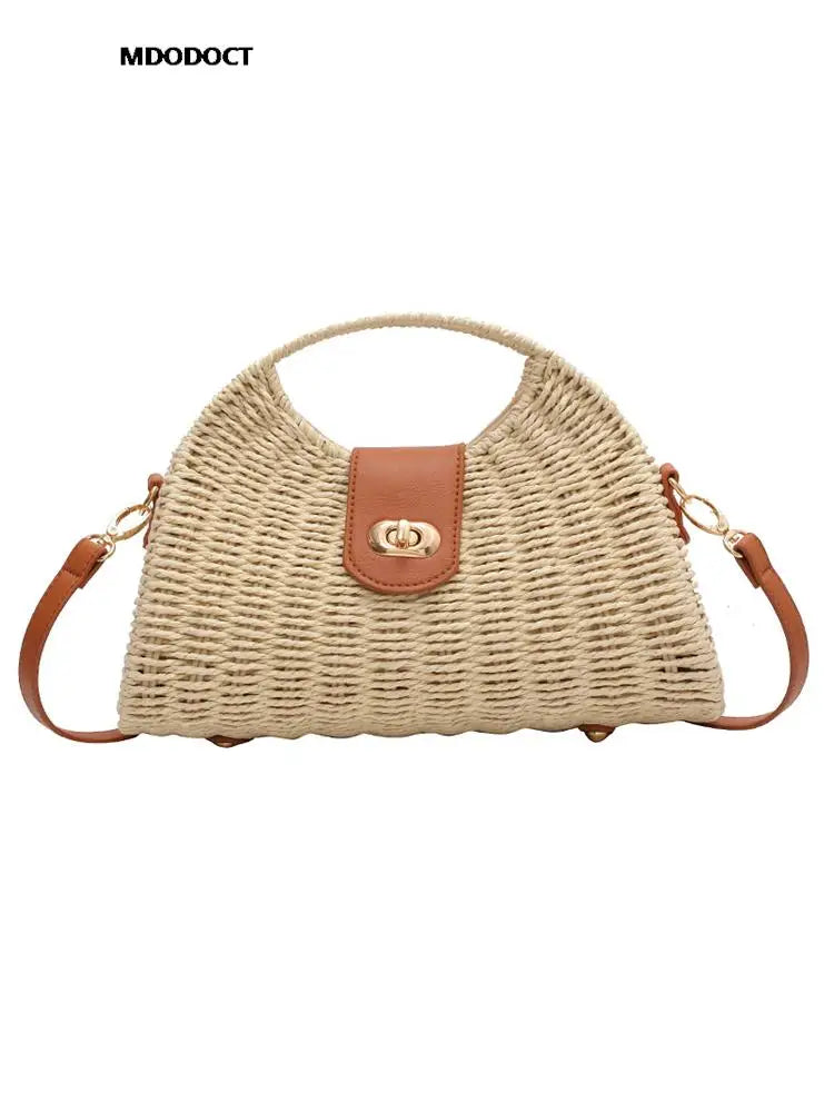 Casual Straw Crossbody Bags For Beach/Travel