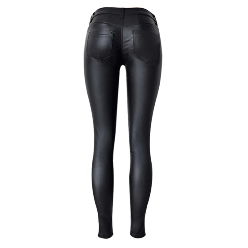 Womens Leather Zipper Pants